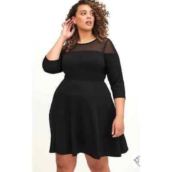 TORRID Skater Mini Dress - Cupro & Mesh Black - Picture 4 of 6